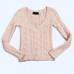 The Limited XS Baby Pink Cable Knit Babydoll Wool Sweater Y2K Vintage Bella Swan